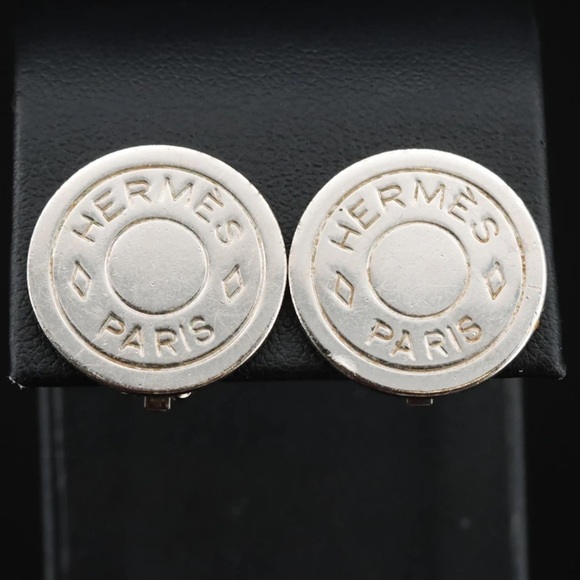 HERMES Serie Earring BIJOUTERIE FANTAISIE metallic 4.8g - Picture 1 of 7